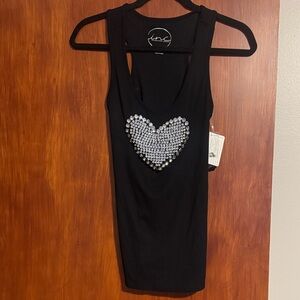 Black Tank Top with Heart Design sz M